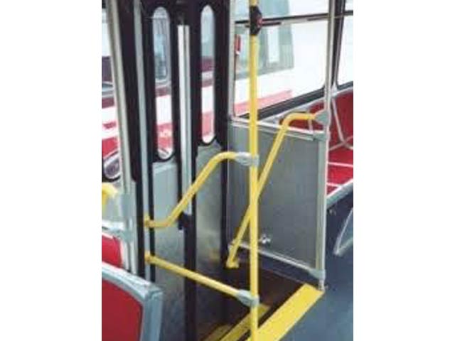 Detail of yellow bus handrails