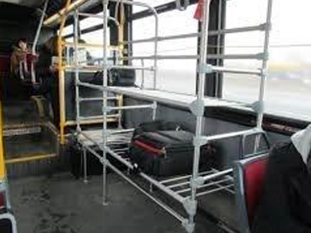 Metal bus luggage rack installation